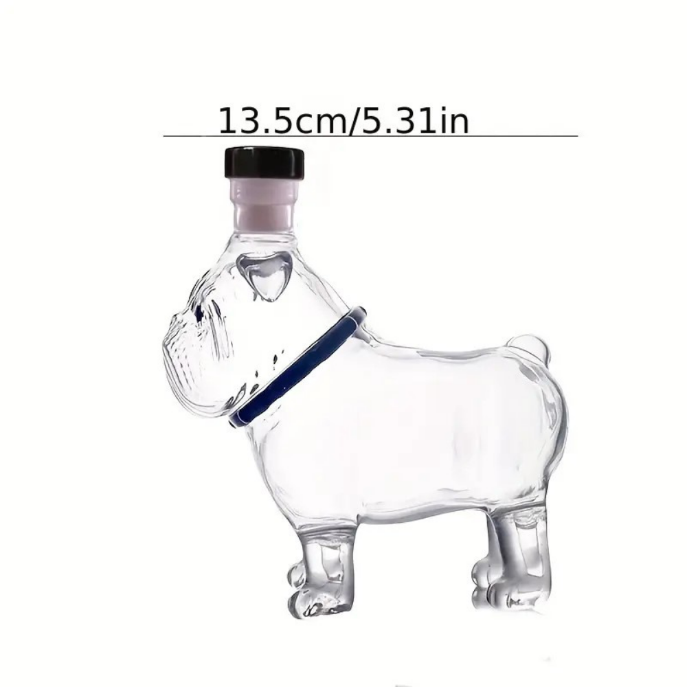 Köpek Şeklinde Cam Şişe – Sevimli Bulldog Tasarım (13.5 cm | 300 ml)