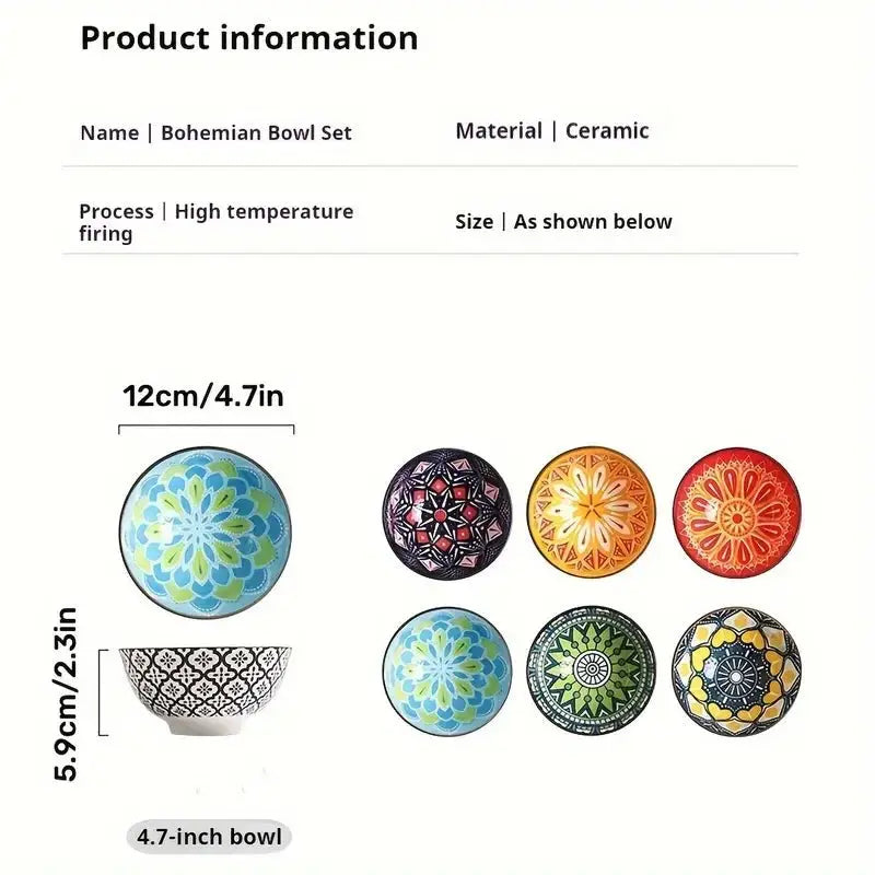 6’lı Bohem Seramik Kase Seti | Mikrodalga & Bulaşık Makinesi Uyumlu - VALTEAMutfak & SofraMutfak & Sofra