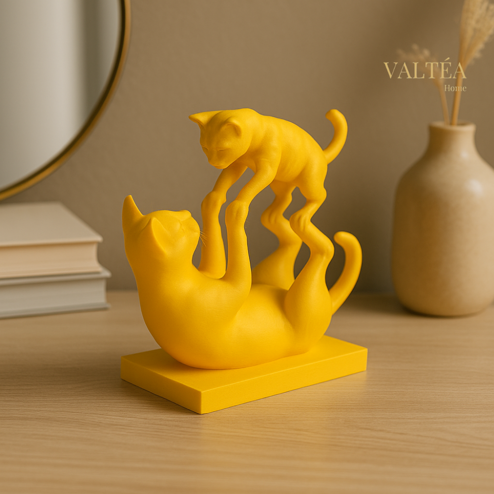 Anne ve Yavru Kedi Figürü – 3D Baskı Dekoratif Heykel
