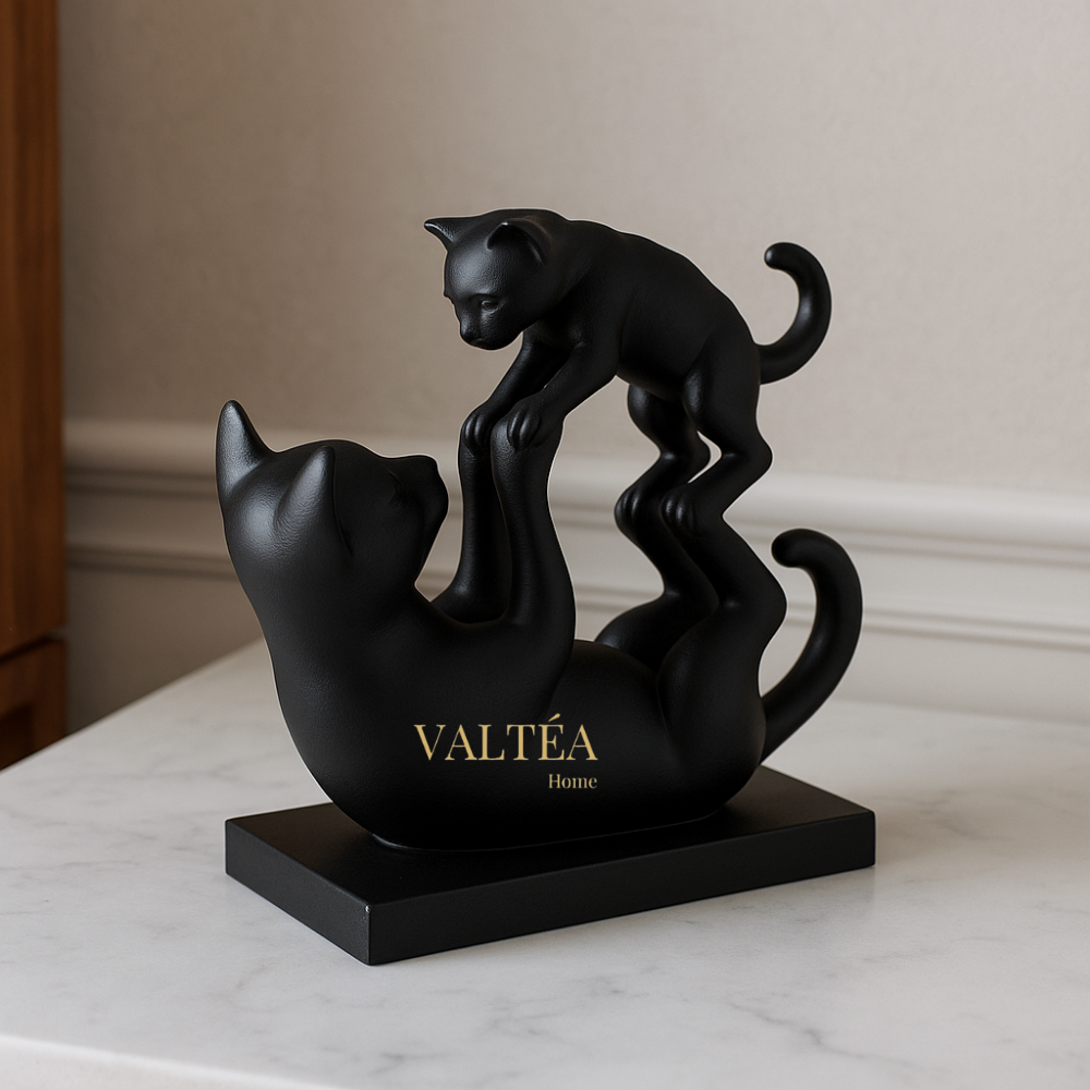 Anne ve Yavru Kedi Figürü – 3D Baskı Dekoratif Heykel