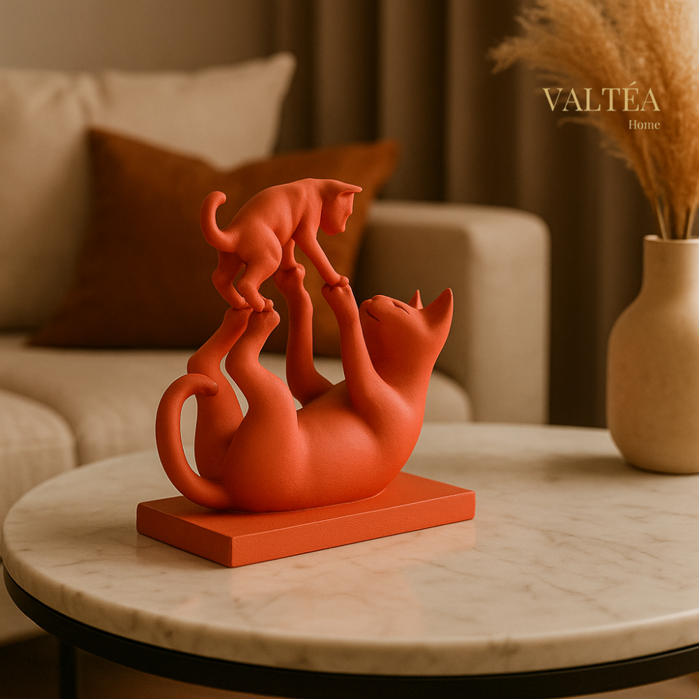 Anne ve Yavru Kedi Figürü – 3D Baskı Dekoratif Heykel