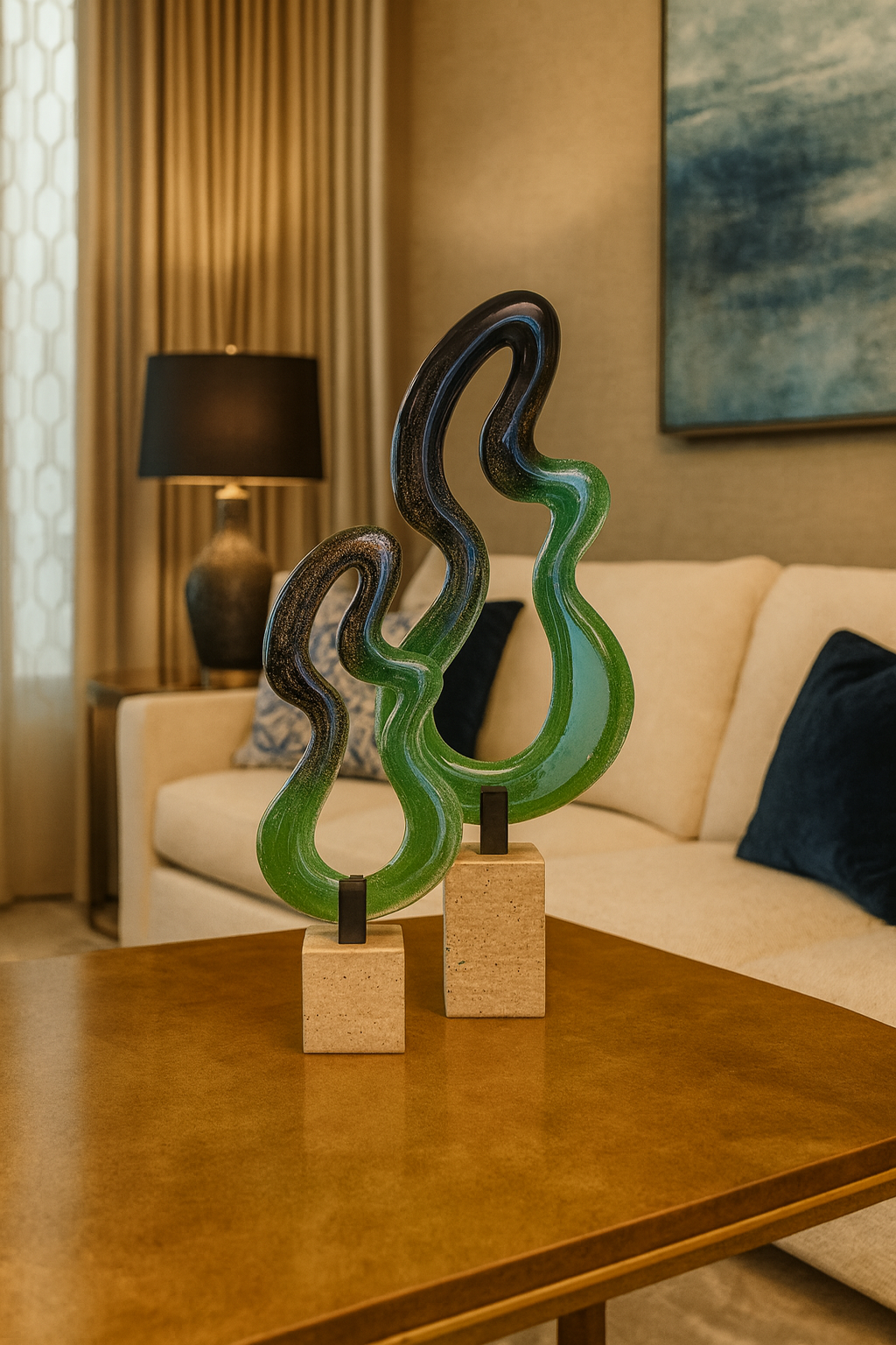 زجاج أورورا ويف الفني – منحوتة زجاجية زخرفية حديثة