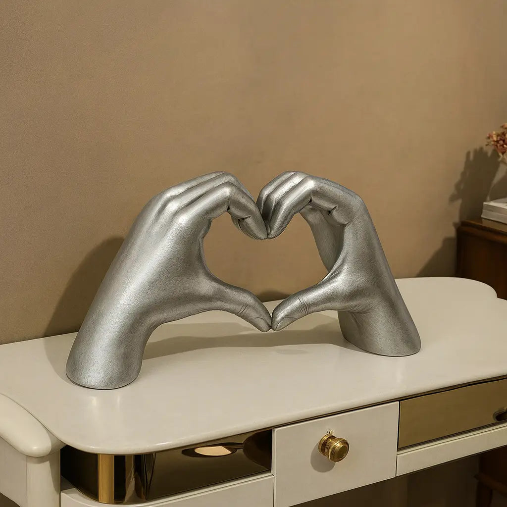 El Jestli Kalp Heykel | Renkli Modern Dekor Obje Valtea Home