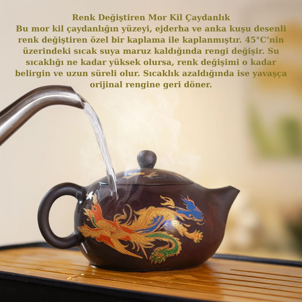 Renk Değiştiren Ejderha & Anka Kuşu Yixing Çaydanlık (El Yapımı)