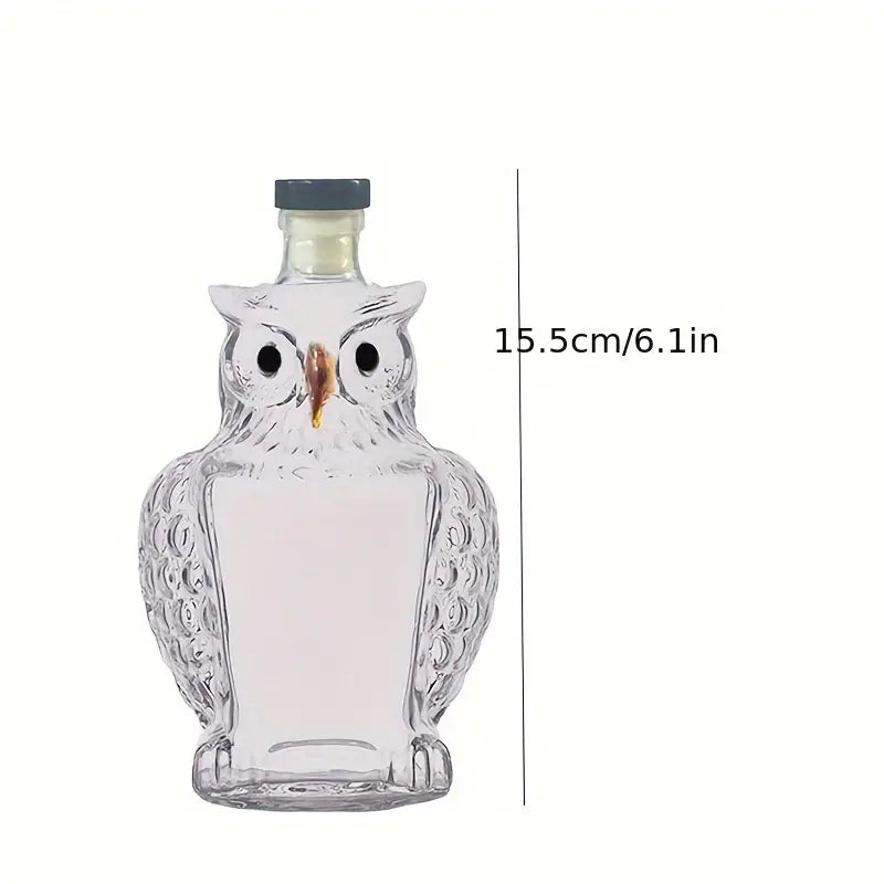 Baykuş Şeklinde Cam Şişe – Lüks El Yapımı Dekoratif Şişe (350 ml | 15.5 cm)