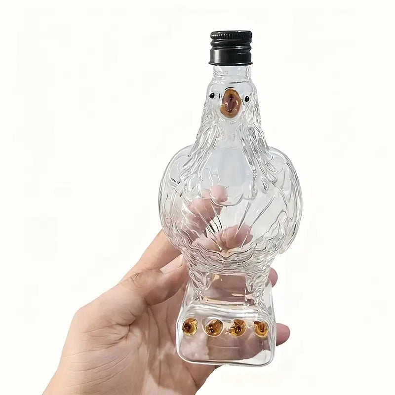 Kartal Şeklinde Cam Şişe – Lüks Şeffaf Viski ve Şarap Şişesi (300 ml | 19 cm)