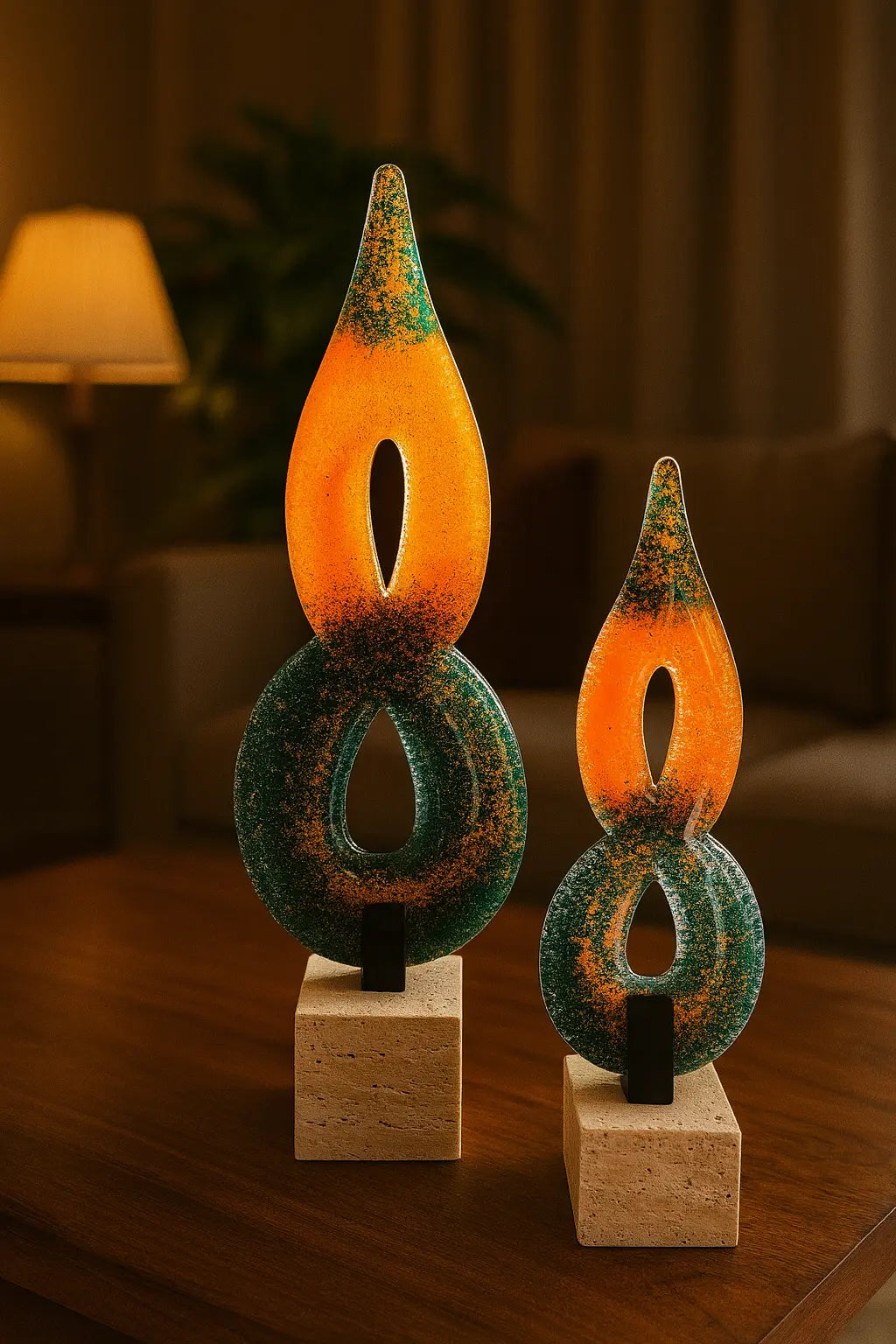 Valtea Dual Flame Art Glass – Amber & Emerald Valtea Home