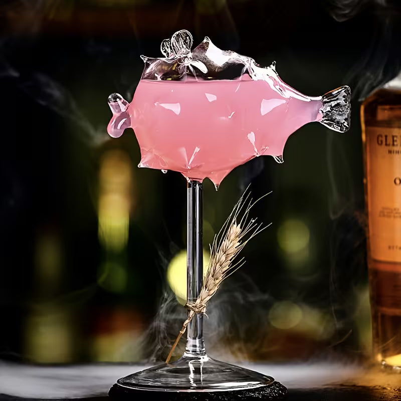 Balon Balığı Figürlü Tasarım Cam Bardak