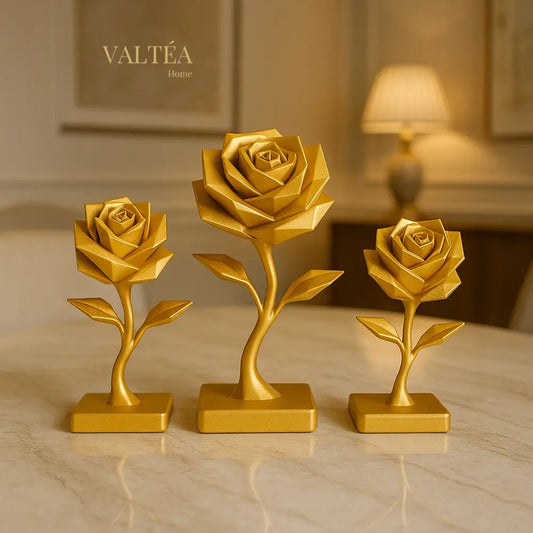 Valtéa Modern Geometrik Gül Heykeli – Premium Dekor Valtéa Home