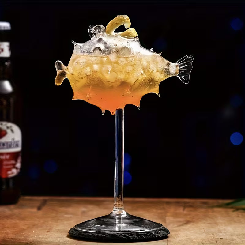 Balon Balığı Figürlü Tasarım Cam Bardak