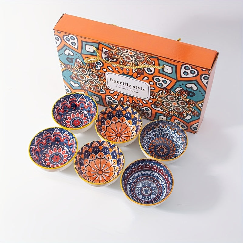 Valtea Boho Mandala Ceramic Bowl Set – 6'lı Seramik Kase Seti