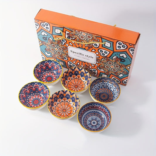 Valtea Boho Mandala Ceramic Bowl Set – 6'lı Seramik Kase Seti