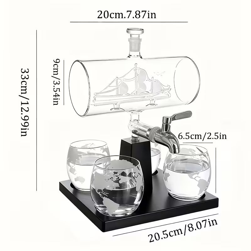 Ocean Globe – Gemi Temalı Dekoratif Lüks Cam Sunum Seti Valtea Home