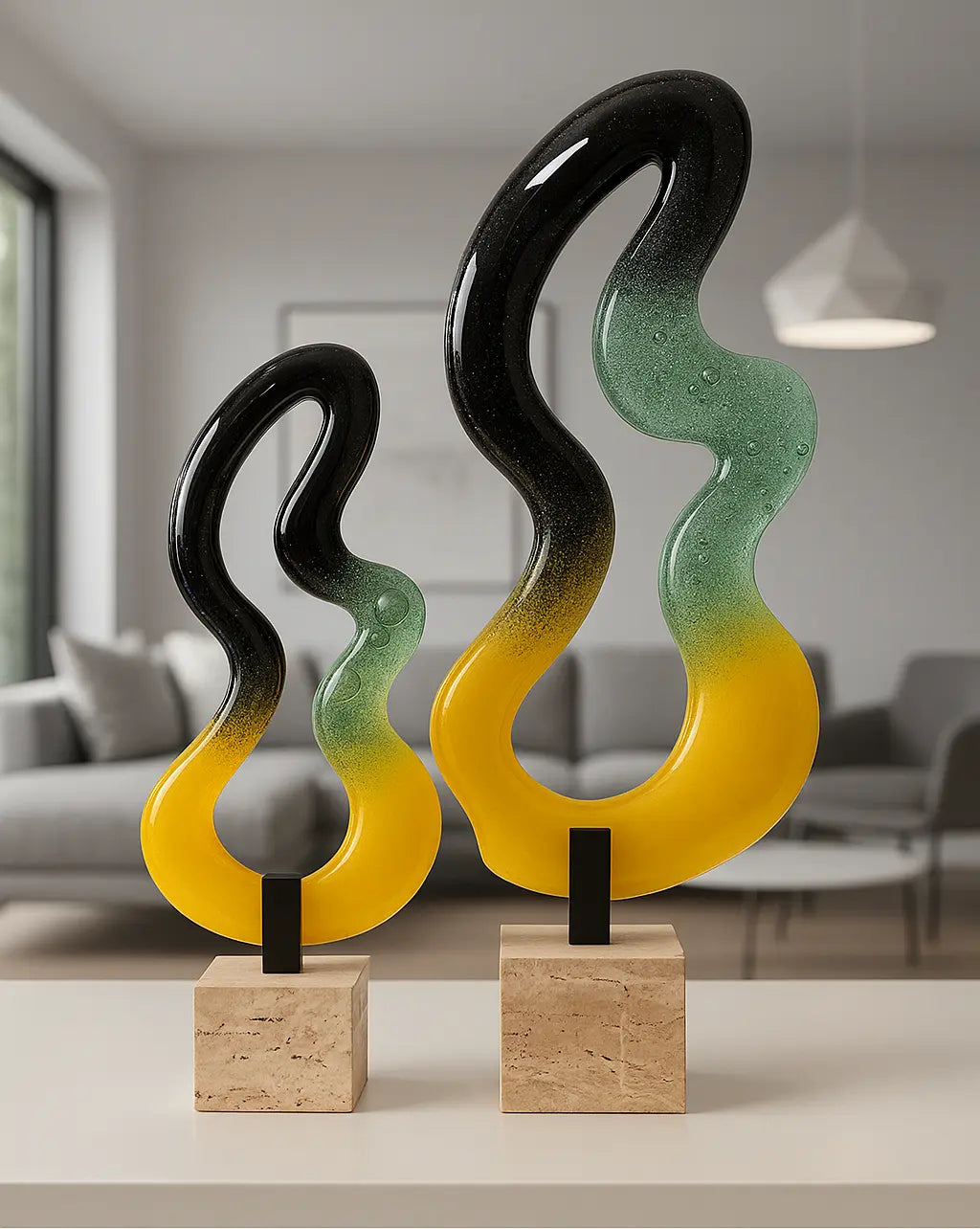 Aurora Wave Art Glass – Modern Dekoratif Cam Heykel Valtea Home