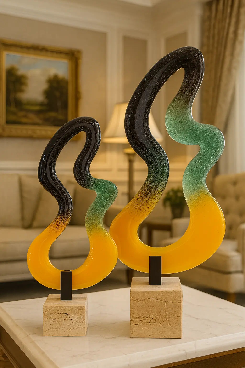 Aurora Wave Art Glass – Modern Dekoratif Cam Heykel Valtea Home