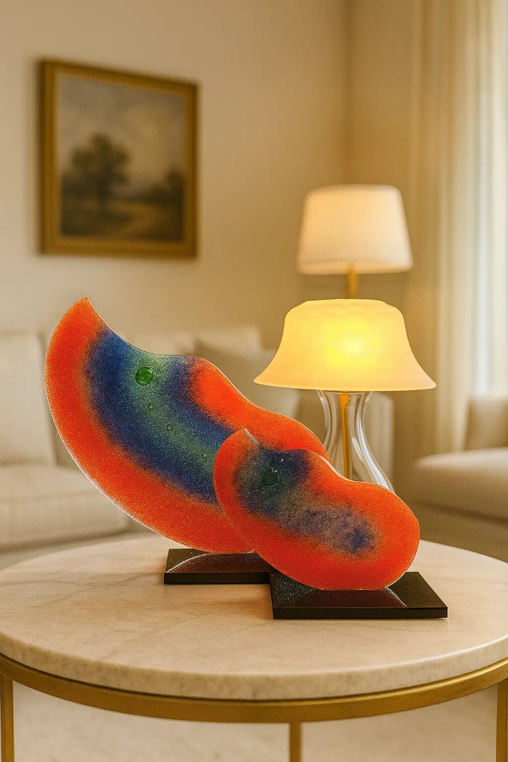 Flame Harmony Art Glass – Modern Standlı Dekoratif Cam Dekor Valtea Home