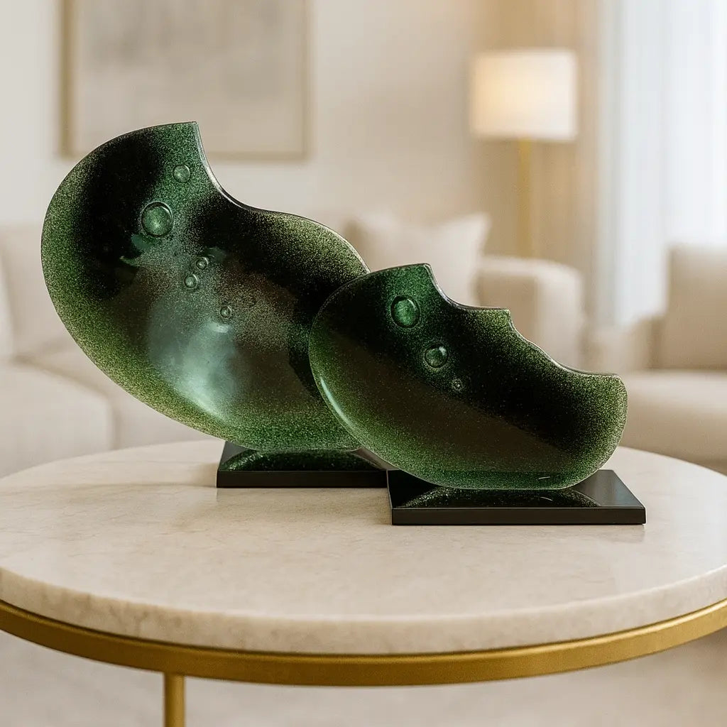 Flame Harmony Art Glass – Modern Standlı Dekoratif Cam Dekor Valtea Home