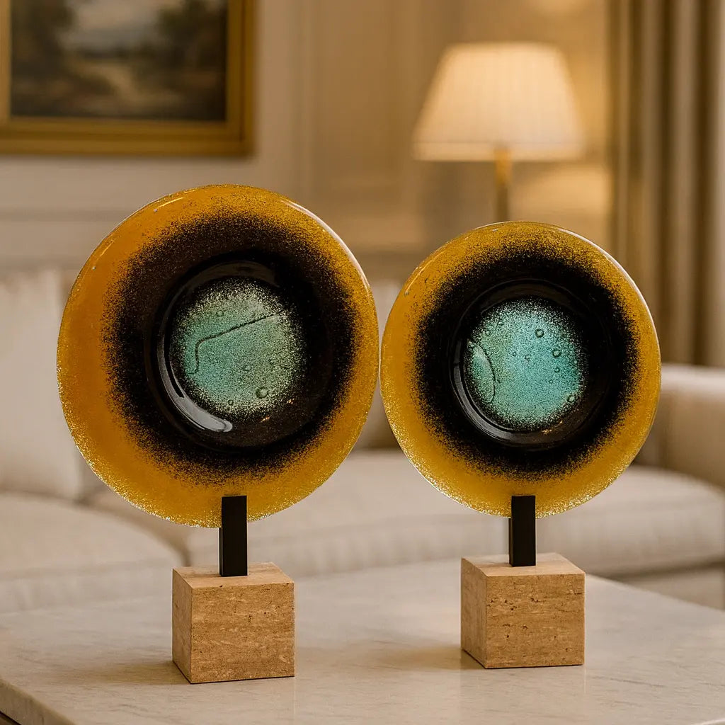 Solar Orbit Art Glass – Standlı Modern Dekoratif Cam Dekor Valtea Home