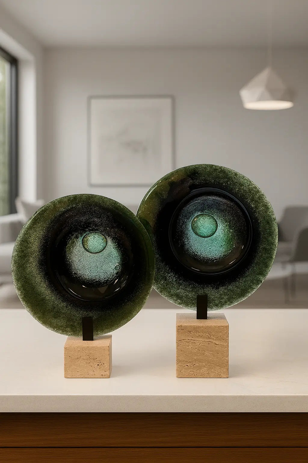 Solar Orbit Art Glass – Standlı Modern Dekoratif Cam Dekor Valtea Home