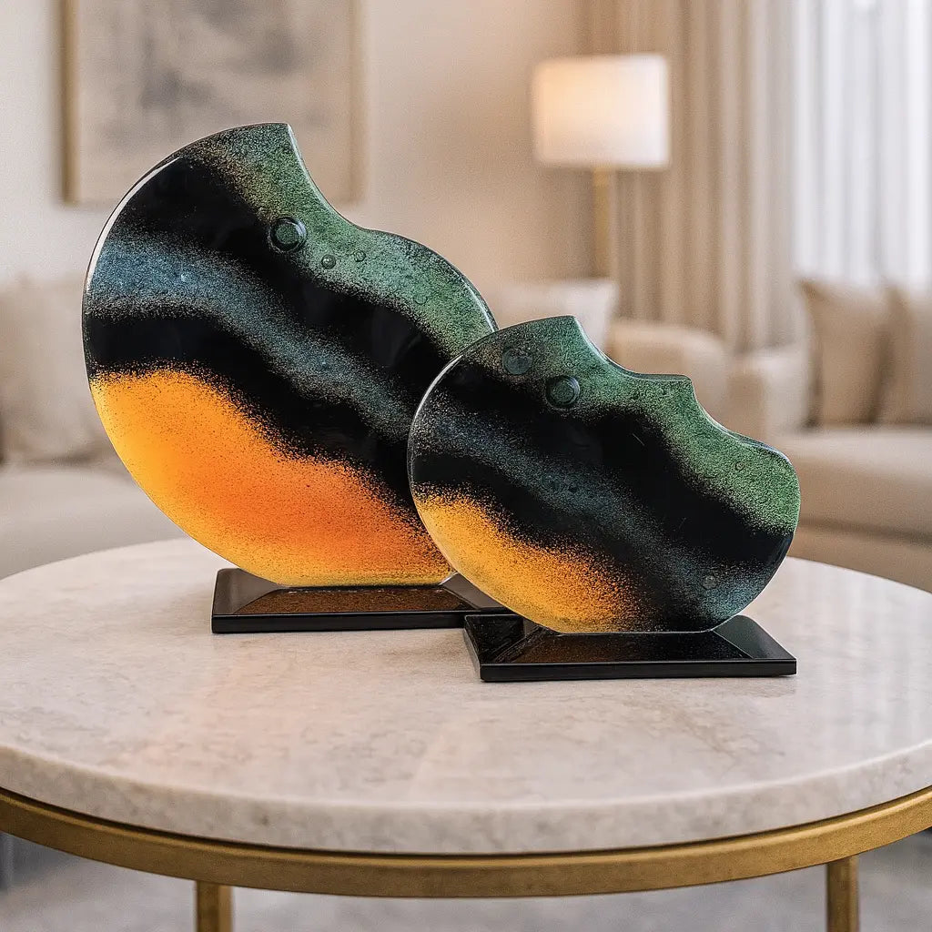 Valtea Dual Wave Art Glass – Modern Dekoratif Cam Heykel Valtea Home
