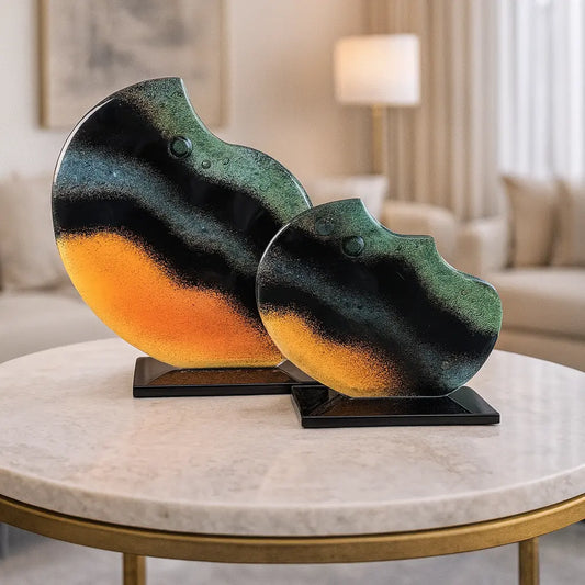 Valtea Dual Wave Art Glass – Modern Dekoratif Cam Heykel Valtea Home