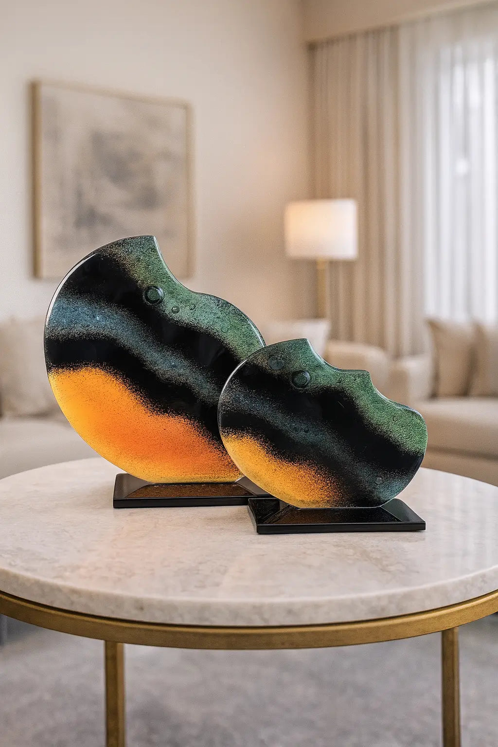 Valtea Dual Wave Art Glass – Modern Dekoratif Cam Heykel Valtea Home