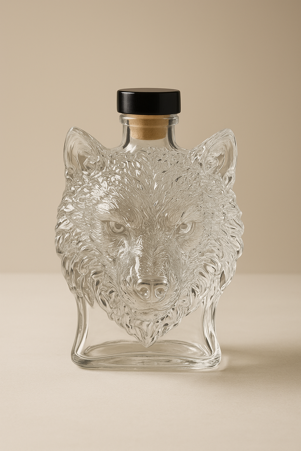 Kurt Figürlü Cam Şişe – 300 ml Dekoratif Lüks Cam Obje | Hediye ve Koleksiyon Ürünü