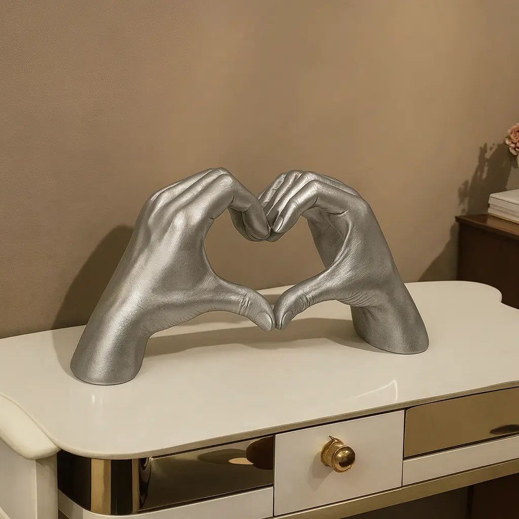 El Jestli Kalp Heykel | Renkli Modern Dekor Obje Valtea Home