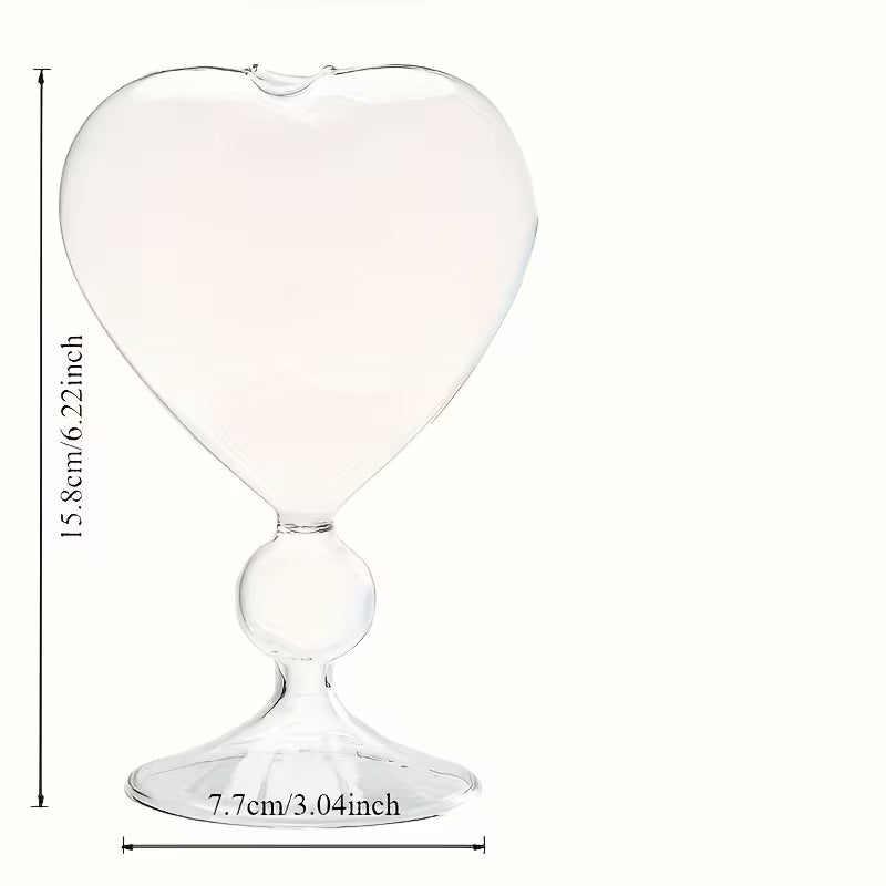 Set of 2 Heart-Shaped Designed Glass Cups