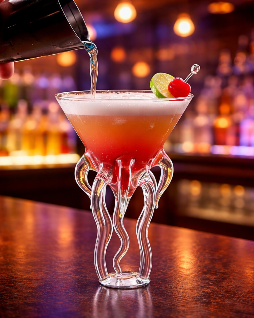 Ahtapot Formlu Tasarım Cam Bardak