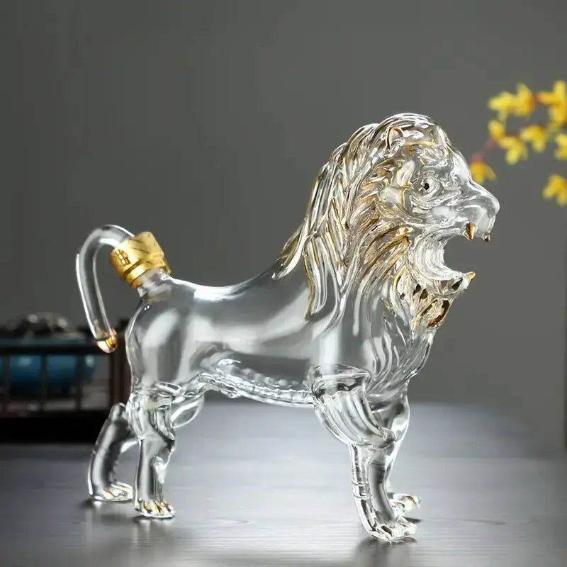 Aslan Figürlü Premium Cam Obje | Sanatsal Ev & Ofis Dekoru (750 ml) - VALTEAEv & Ofis DekorasyonuEv & Ofis Dekorasyonu