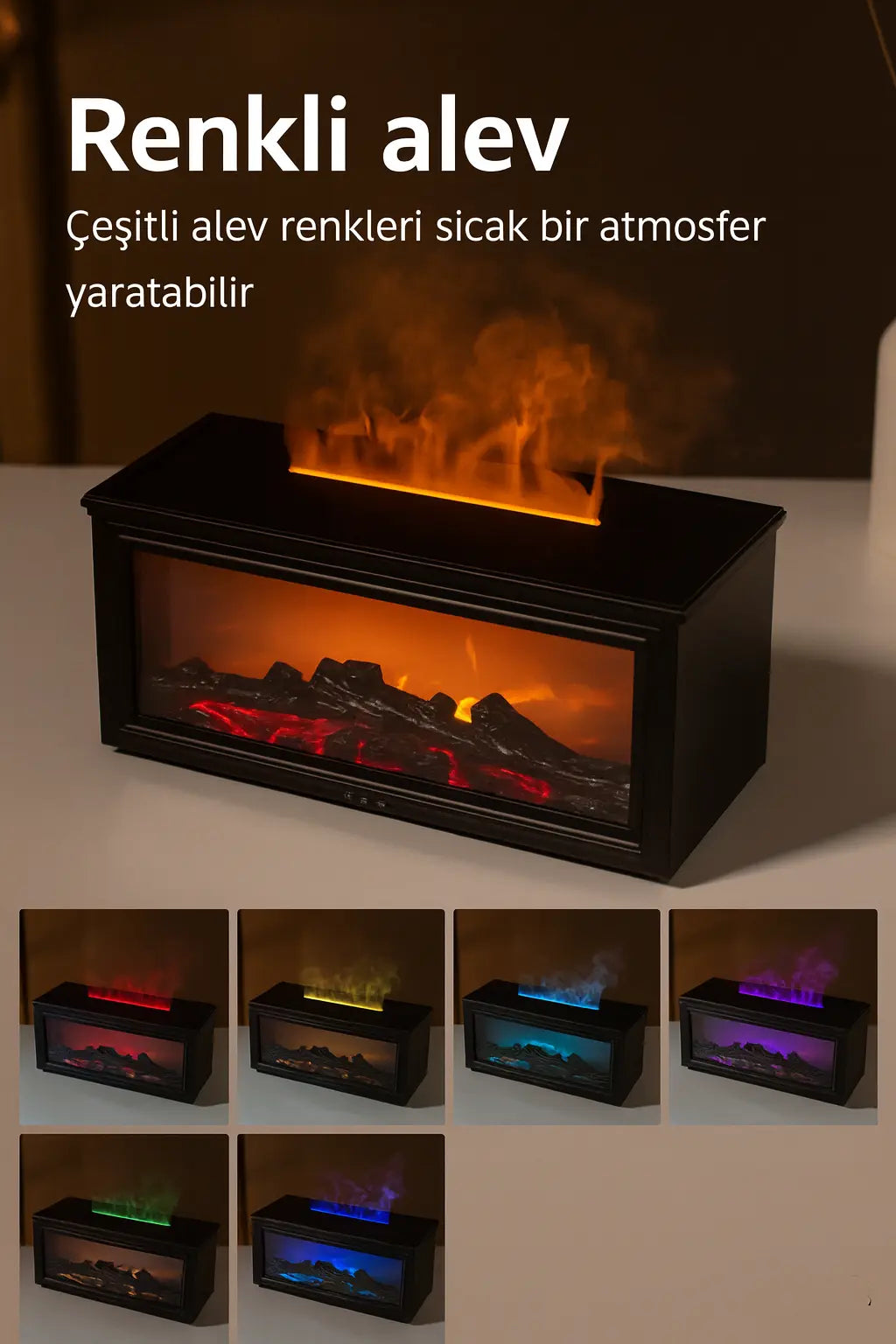 Sanatsal Alev Efekti Aromaterapi Difüzörü – Şömine Görünümlü Valtea Home