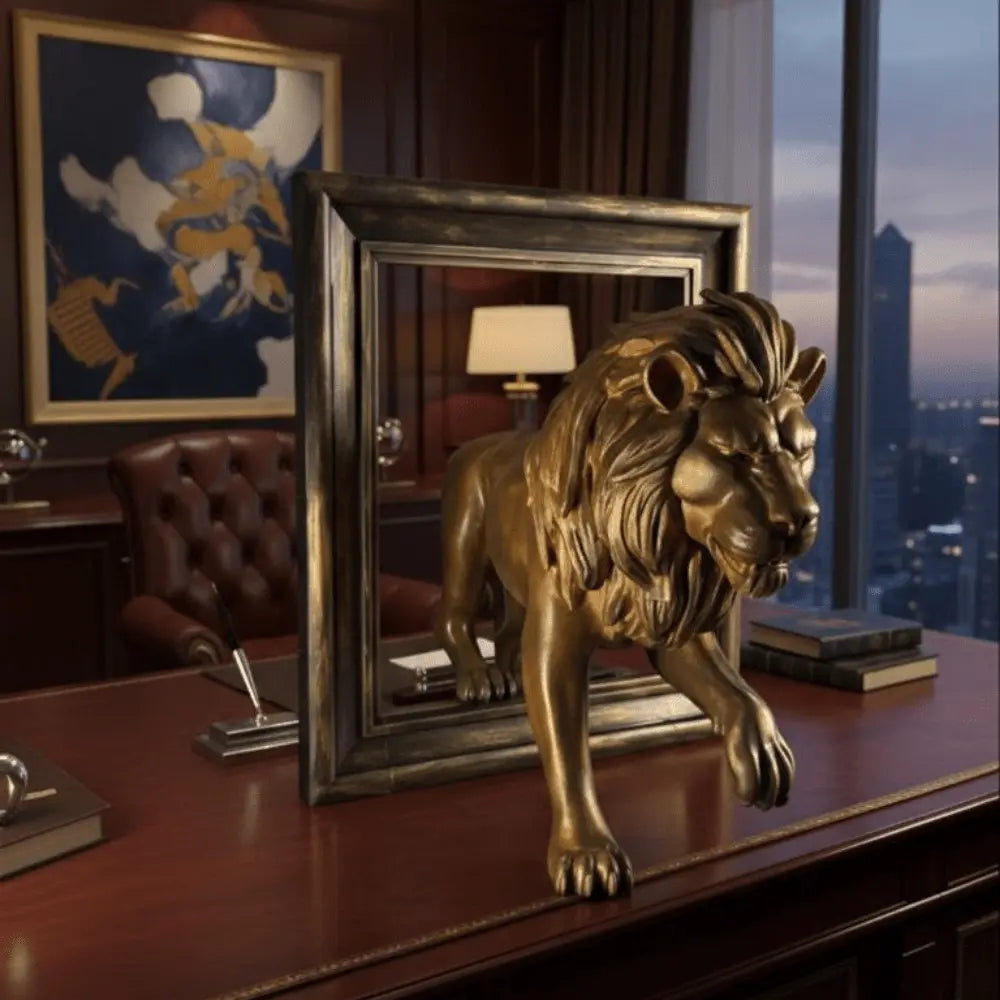Çerçeveli Altın Aslan Heykeli - VALTEAproduct_type