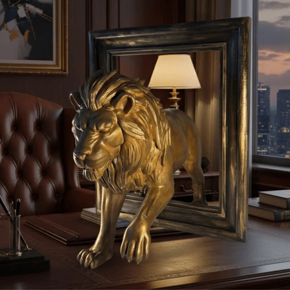 Çerçeveli Altın Aslan Heykeli - VALTEAproduct_type