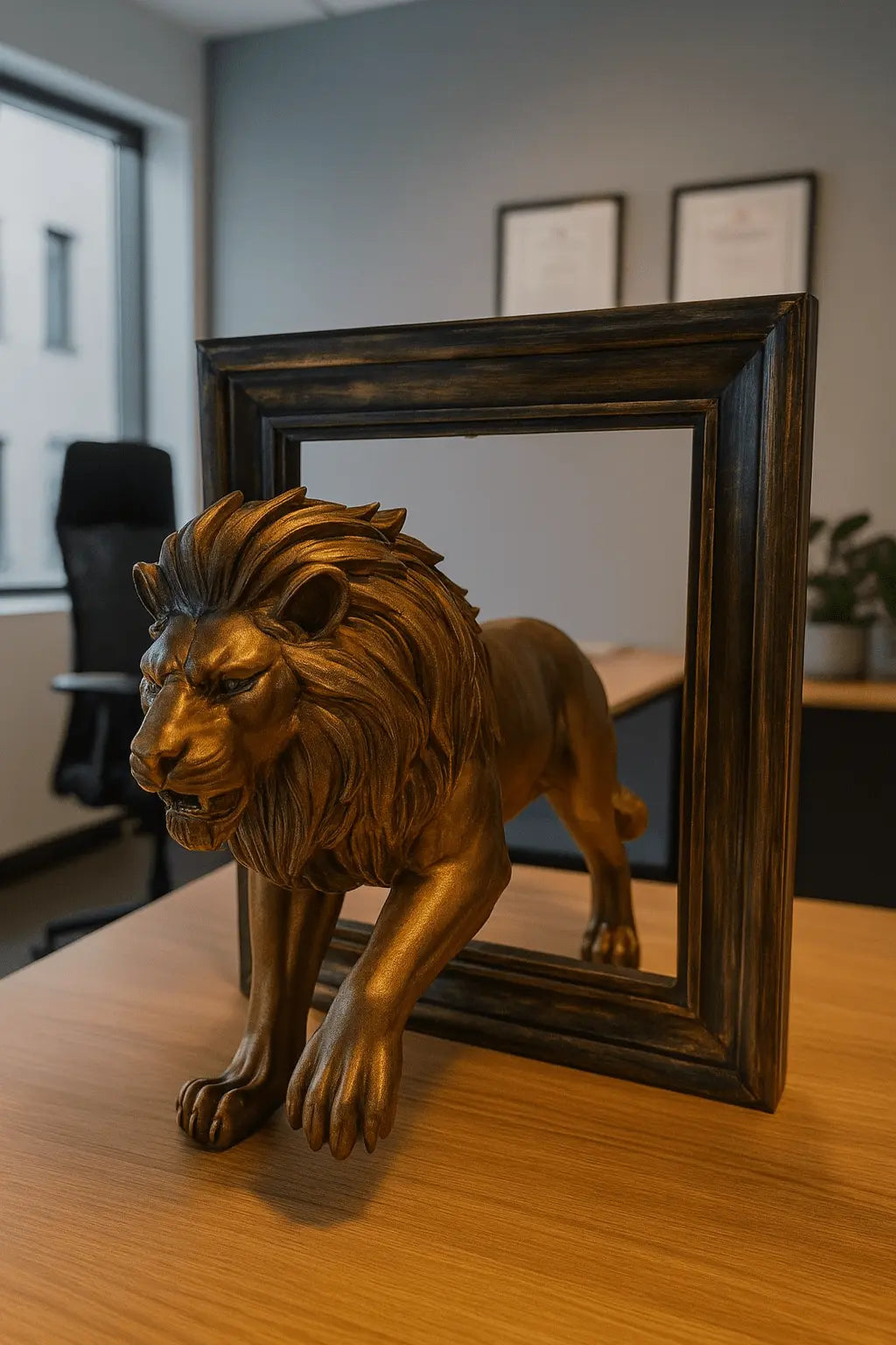 Çerçeveli Altın Aslan Heykeli - VALTEAproduct_type