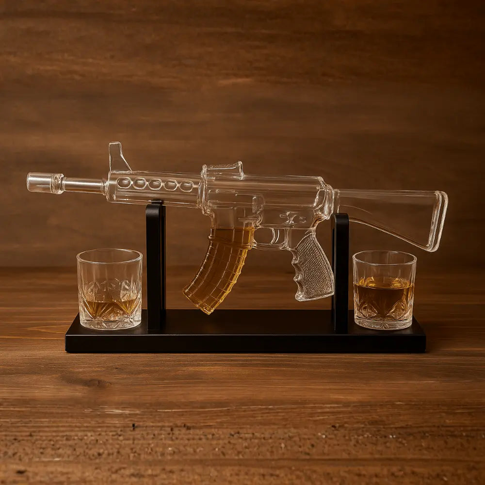 Dekoratif Lüks Cam Şişe ve Kadeh Seti | Koleksiyonluk Hediye (45 cm | 1000 ml) - VALTEADekoratif ObjeDekoratif Obje