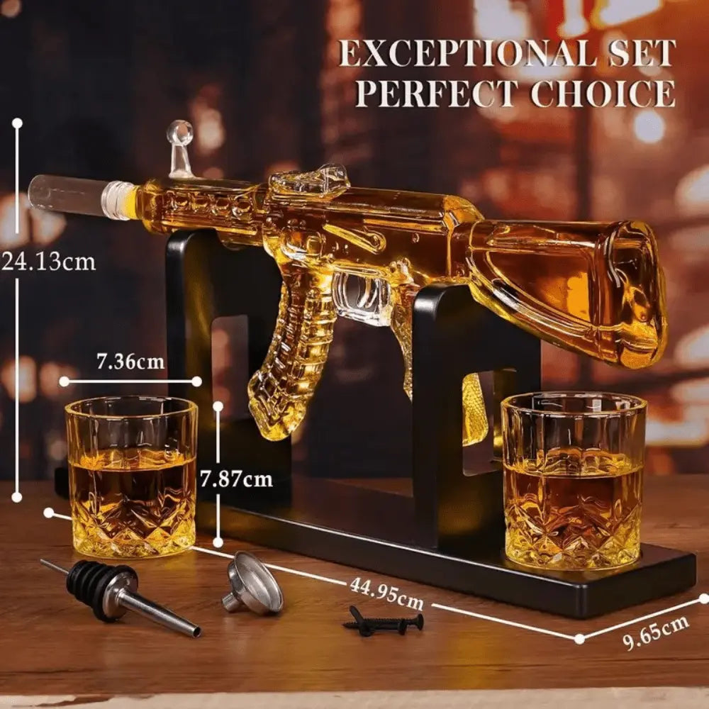 Dekoratif Lüks Cam Şişe ve Kadeh Seti | Koleksiyonluk Hediye (45 cm | 1000 ml) - VALTEADekoratif ObjeDekoratif Obje