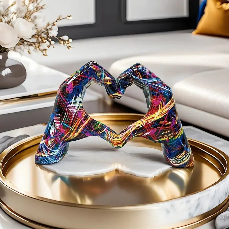 El Jestli Kalp Heykel | Renkli Modern Dekor Obje - VALTEAEv & Ofis DekorasyonuEv & Ofis Dekorasyonu