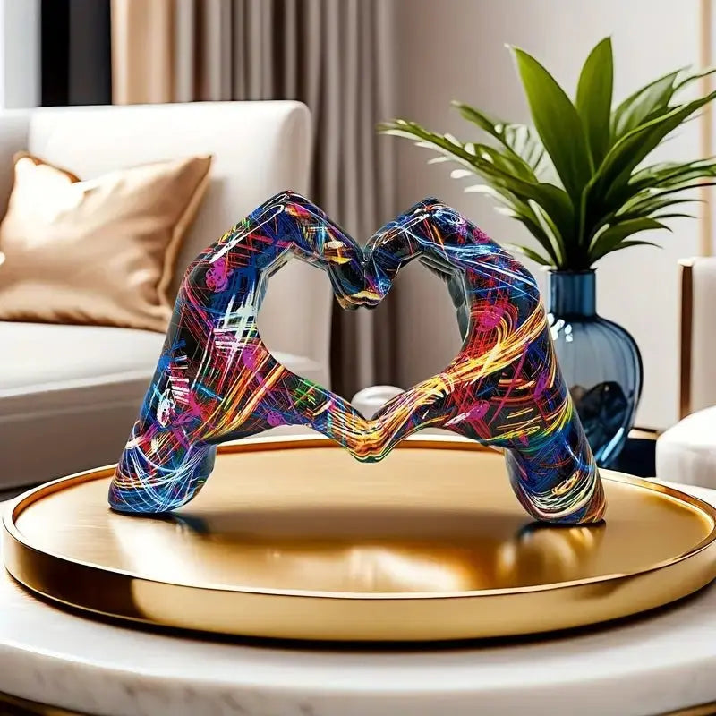 El Jestli Kalp Heykel | Renkli Modern Dekor Obje - VALTEAEv & Ofis DekorasyonuEv & Ofis Dekorasyonu