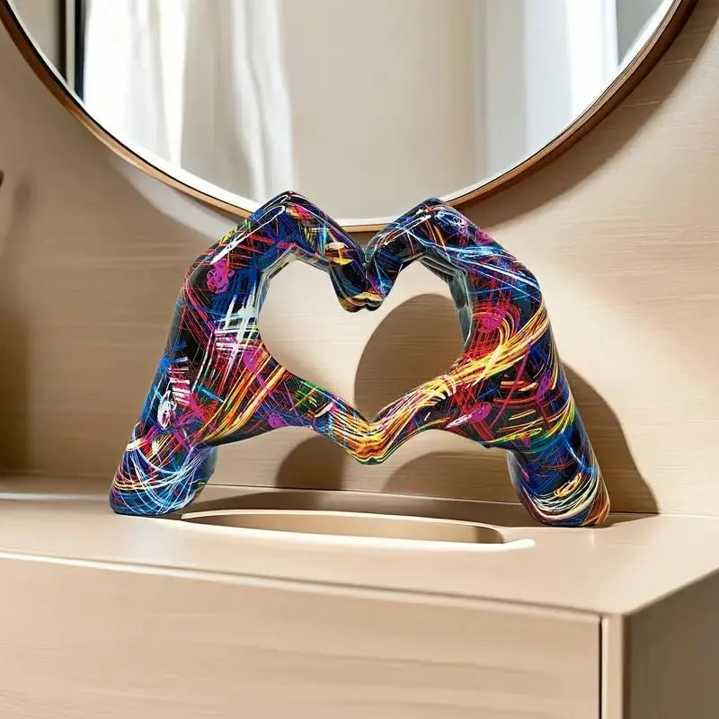 El Jestli Kalp Heykel | Renkli Modern Dekor Obje - VALTEAEv & Ofis DekorasyonuEv & Ofis Dekorasyonu