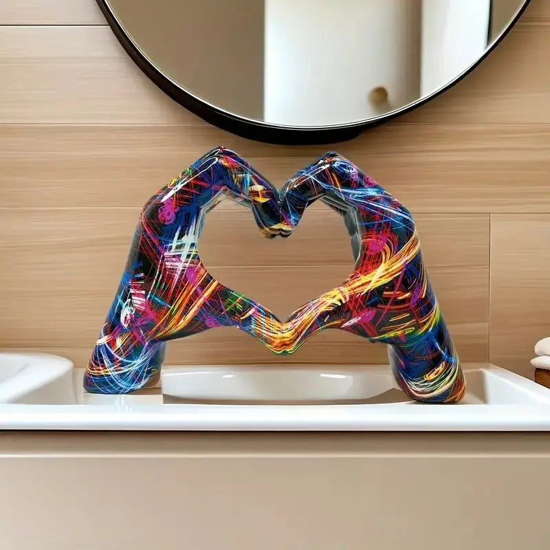 El Jestli Kalp Heykel | Renkli Modern Dekor Obje - VALTEAEv & Ofis DekorasyonuEv & Ofis Dekorasyonu