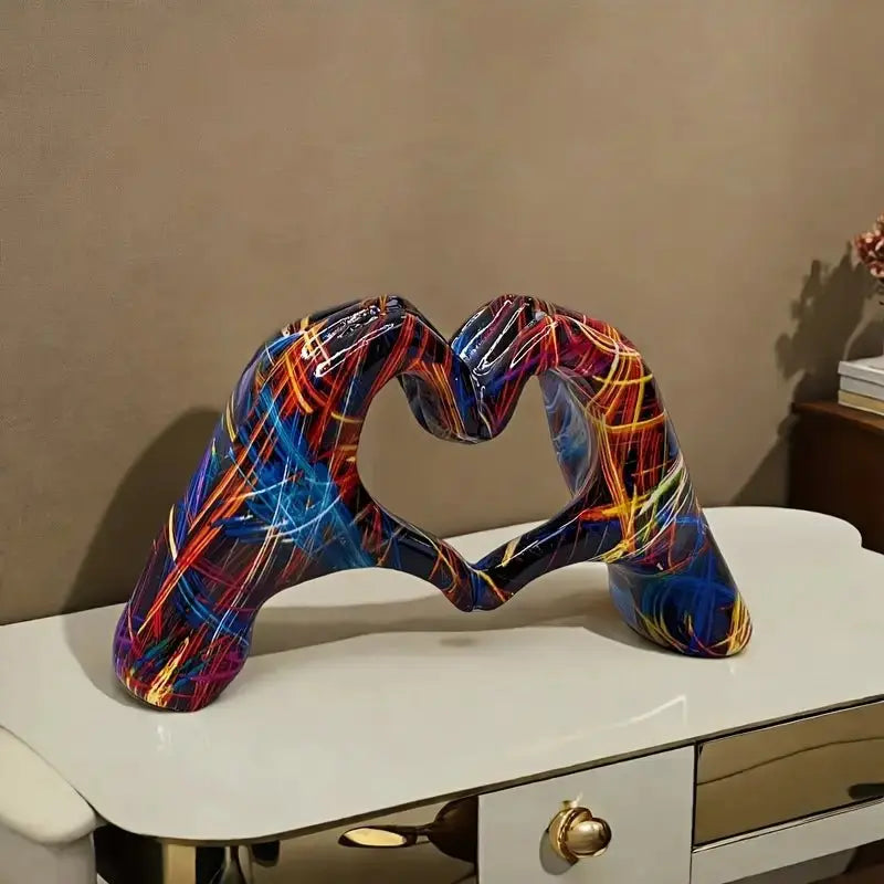 El Jestli Kalp Heykel | Renkli Modern Dekor Obje - VALTEAEv & Ofis DekorasyonuEv & Ofis Dekorasyonu