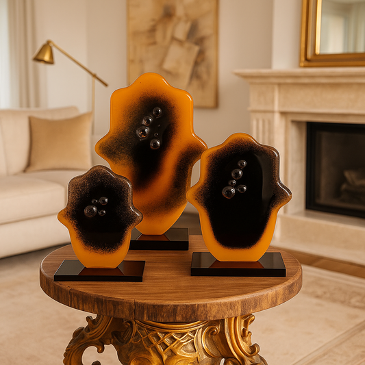 زجاج فالتيا الفني برمز اليد - ديكور زجاجي مصنوع يدويًا