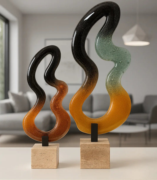 Aurora Wave Art Glass – Modern Dekoratif Cam Heykel Valtea Home