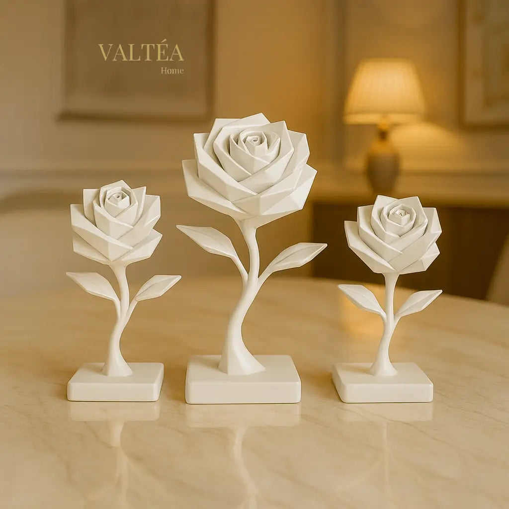 Valtéa Modern Geometrik Gül Heykeli – Premium Dekor Valtéa Home