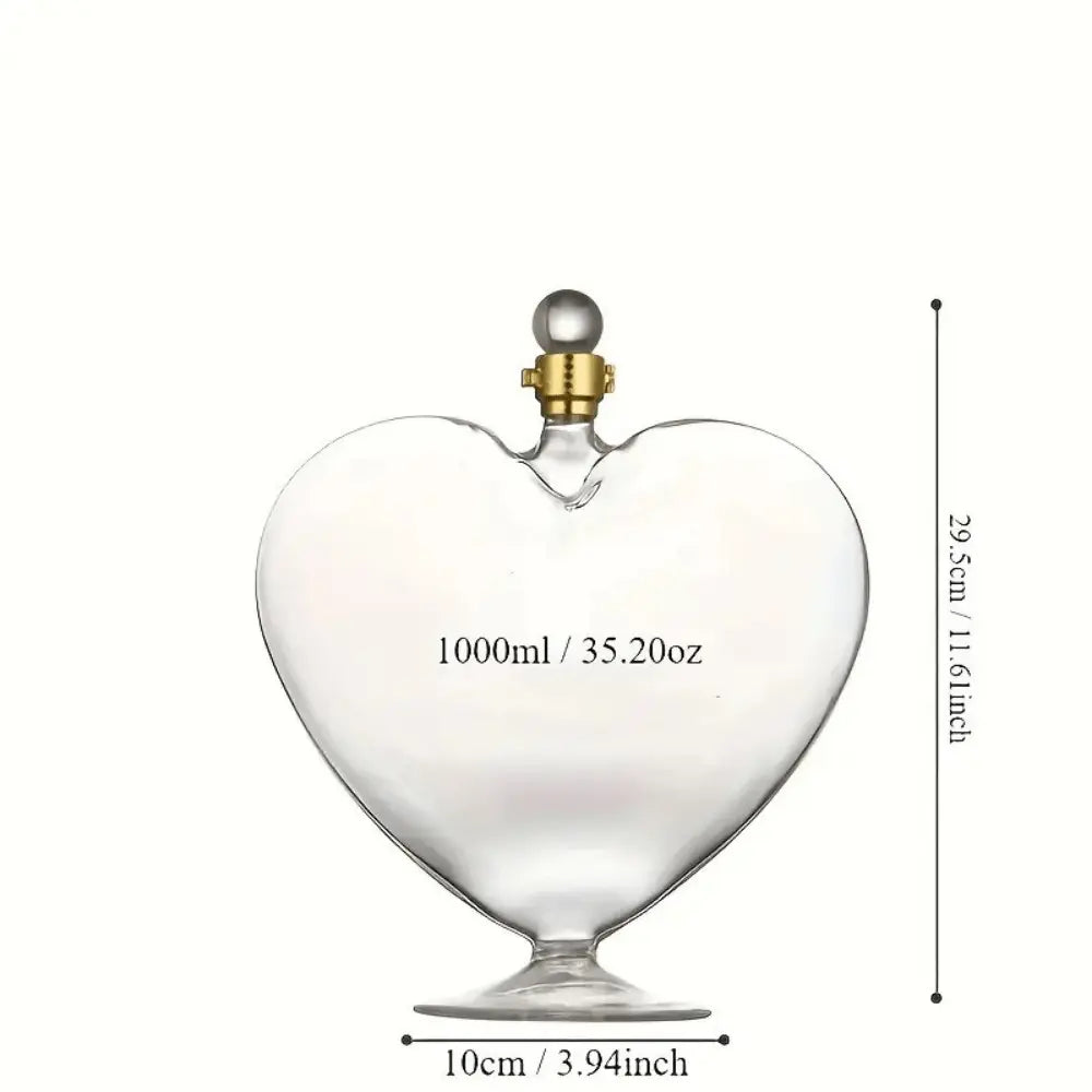 Kalp Şeklinde Cam Şişe | Koleksiyonluk Hediye – Lüks Aşk Temalı Şişe (1000 ml ) - VALTEADekoratif ObjeDekoratif Obje
