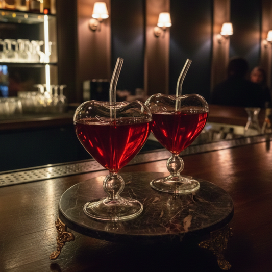 كوب زجاجي مصمم على شكل قلب