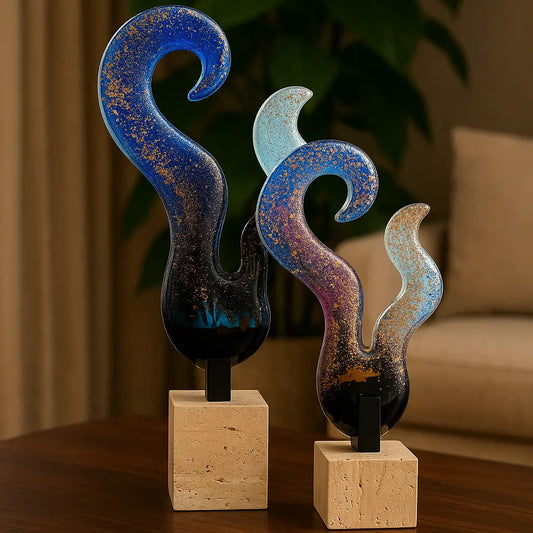 Valtea Flame Wave Art Glass – Midnight Blue Valtea Home