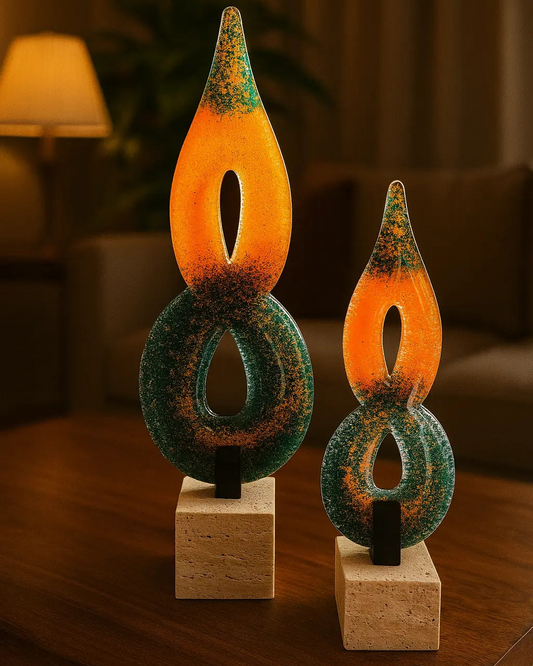 Valtea Dual Flame Art Glass – Amber & Emerald Valtea Home