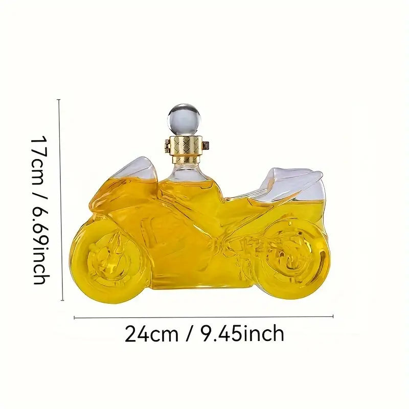 Motosiklet Şeklinde Cam Şişe – Lüks Viski ve Şarap Şişesi (24 cm | 300 ml)